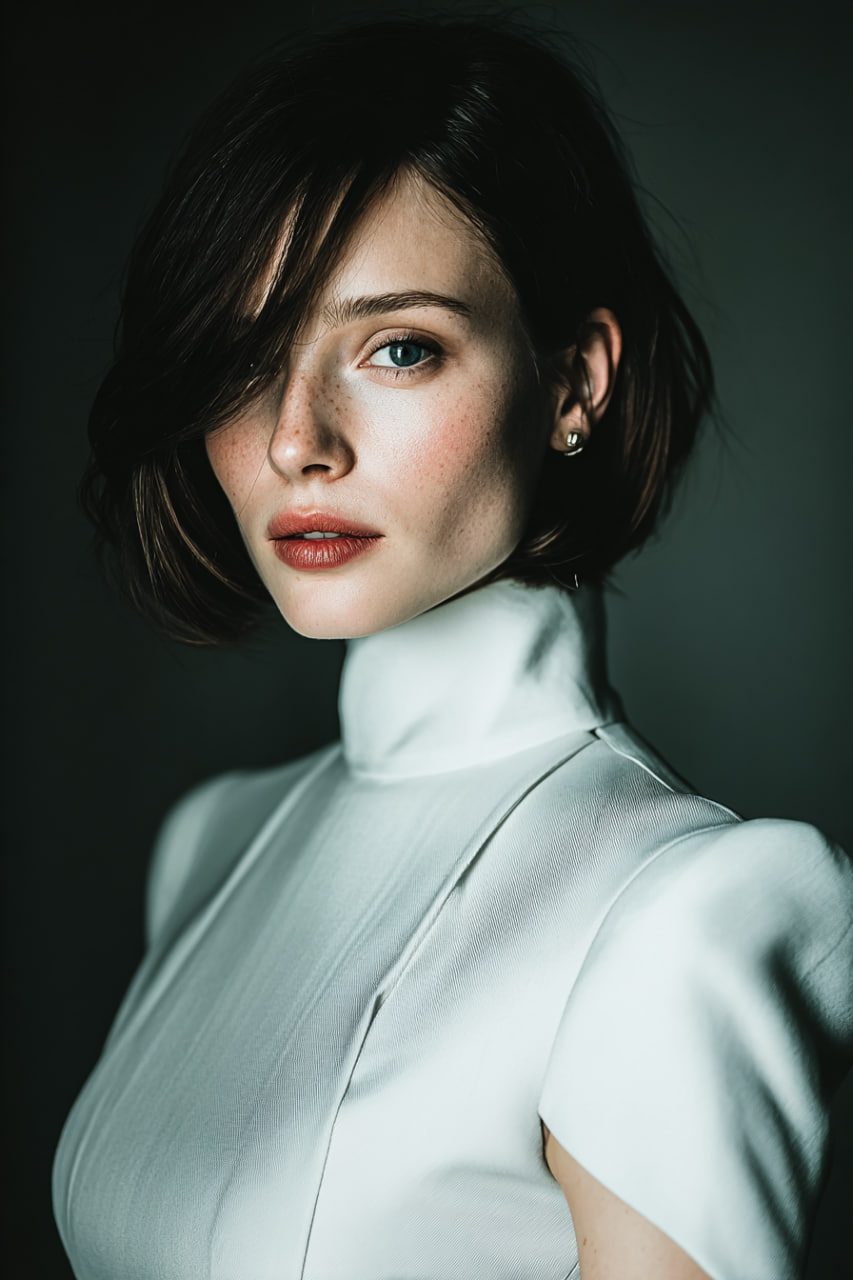 Close-up portrait with soft light and visible skin texture
